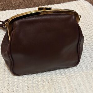 Giani Bernini Brown Leather Clutch with Gold Accents